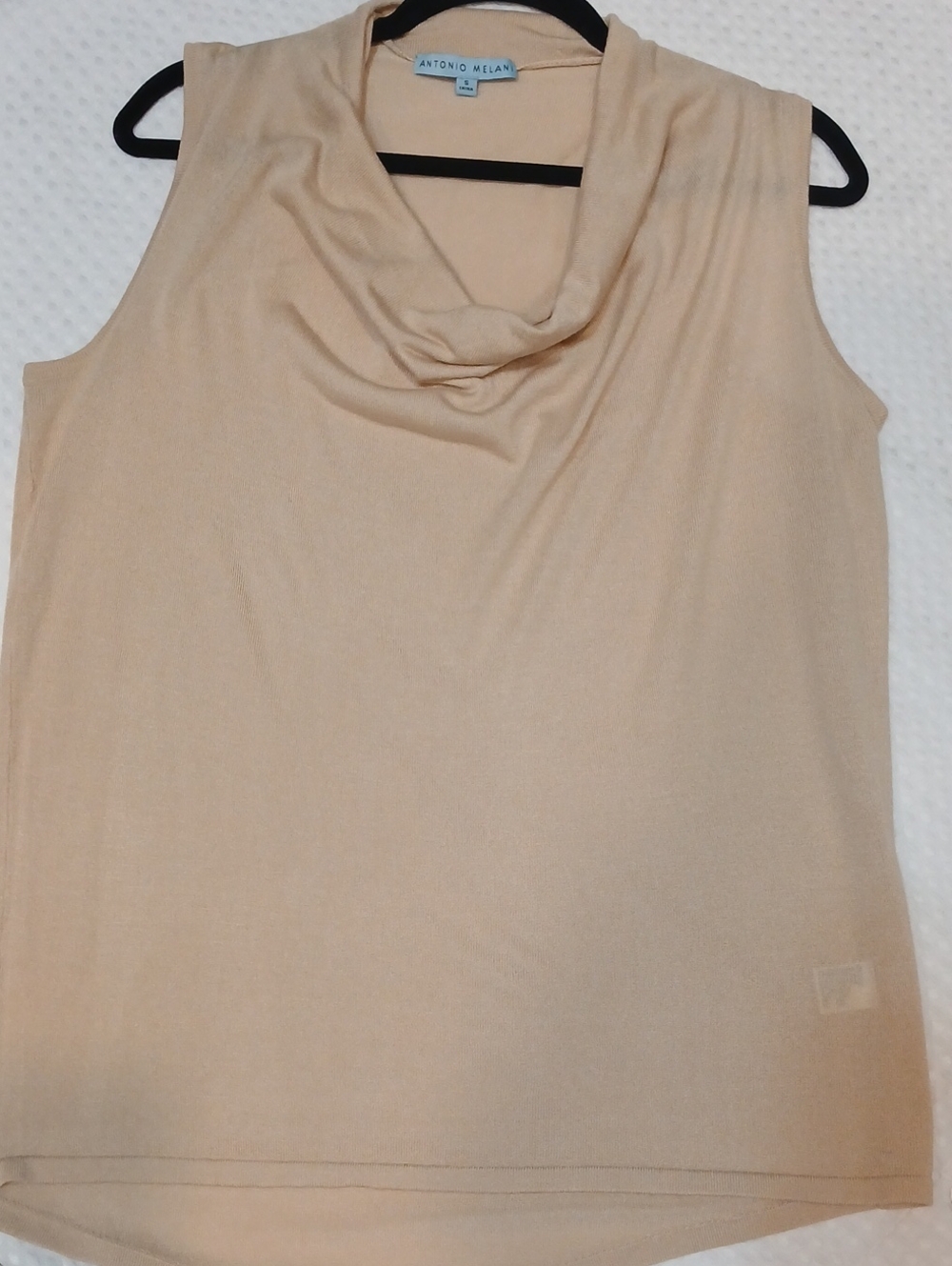 Antonio Melani Rayon Beige Cowl Neck Tunic with High Low Hem Small